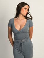 HARLOW MOLLY TEE - DENIM BLUE