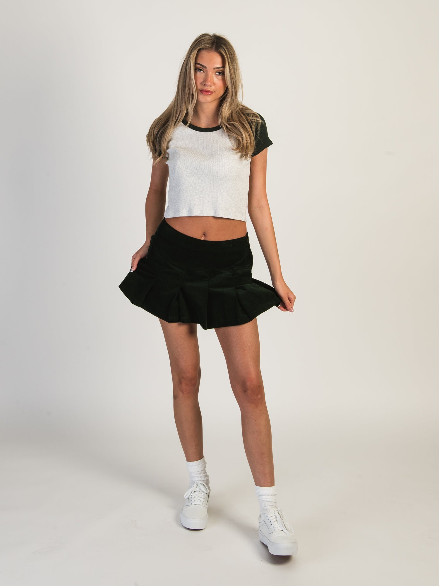 Cord pleated clearance skirt