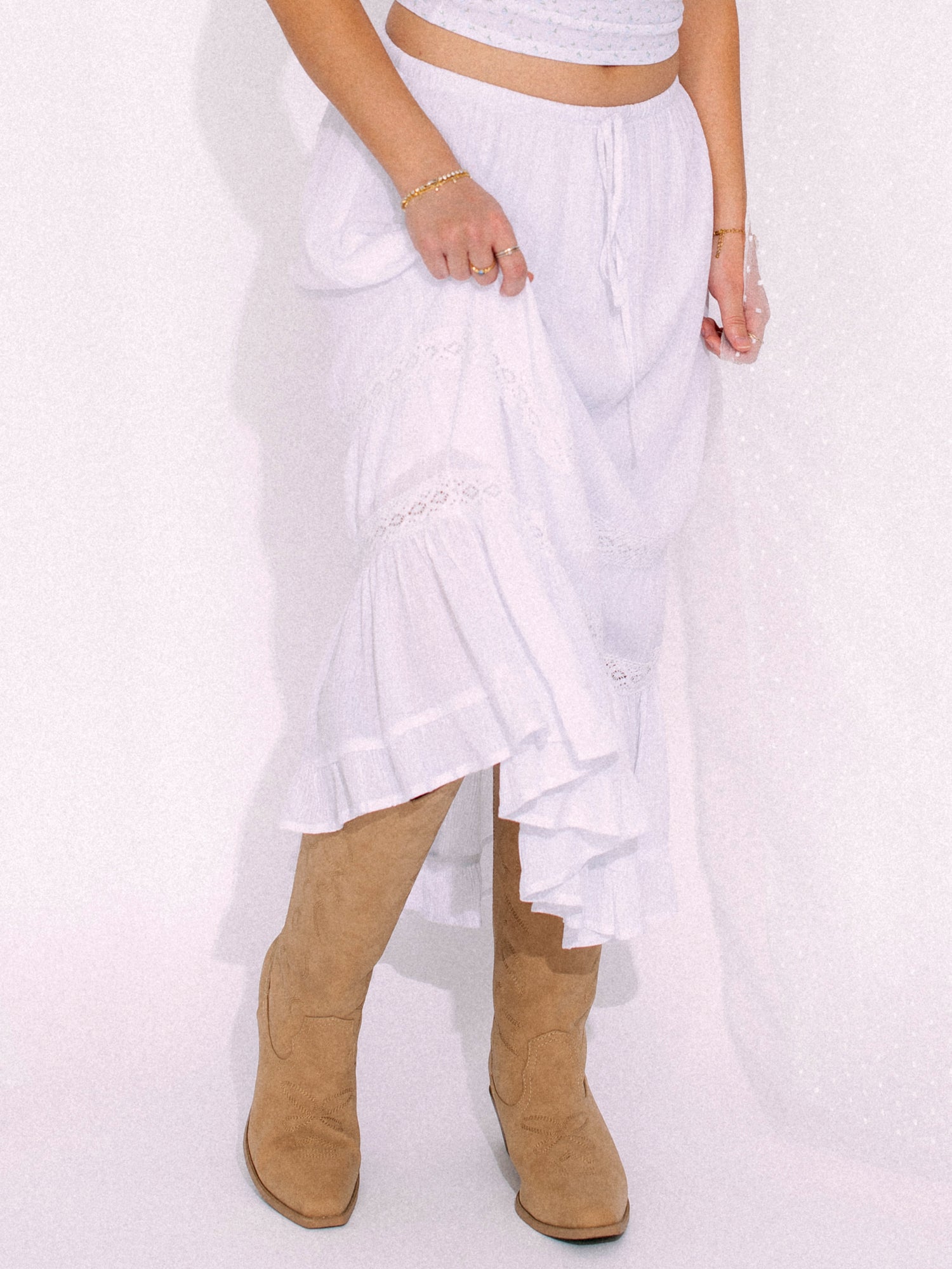 HARLOW FLORA SKIRT - WHITE