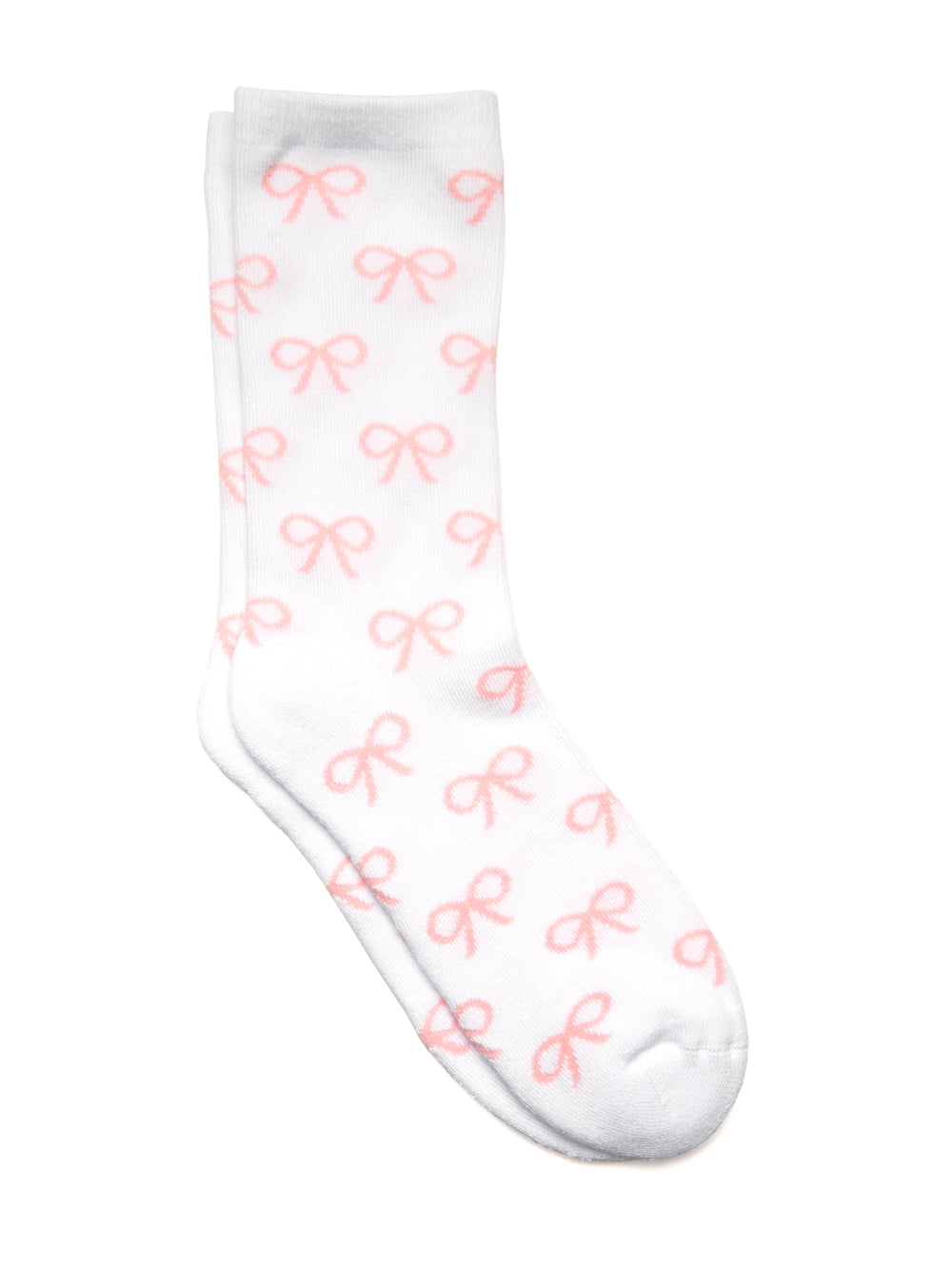 BOW PRINT SOCK - WHITE/PINK