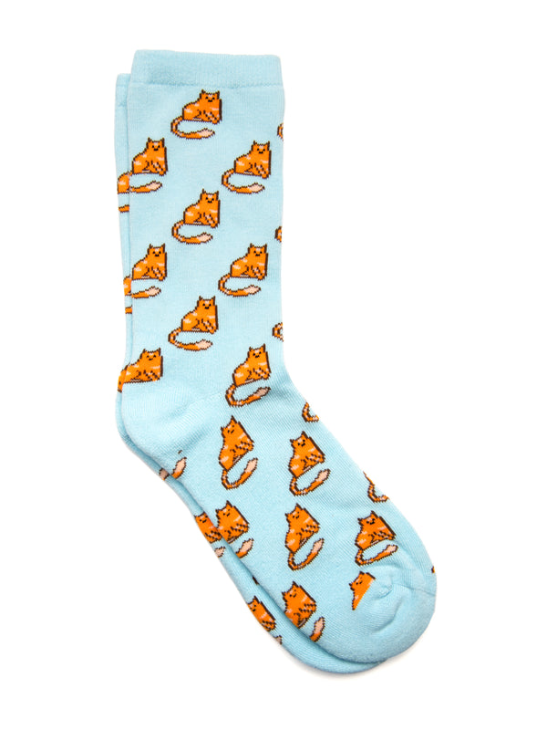 CAT PRINT SOCK - BLUE