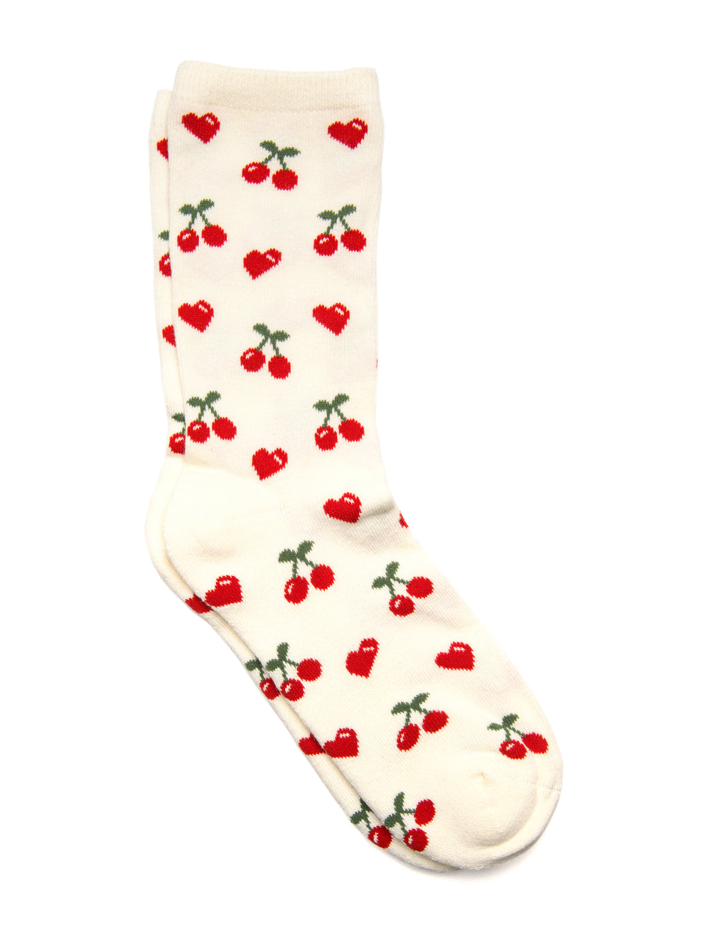 CHERRY PRINT SOCK - CREAM