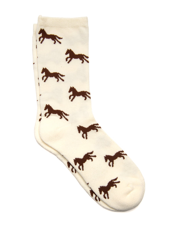 HORSE PRINT SOCK - CREAM