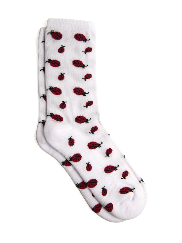 HARLOW LADY BUG PRINT SOCK -  WHITE