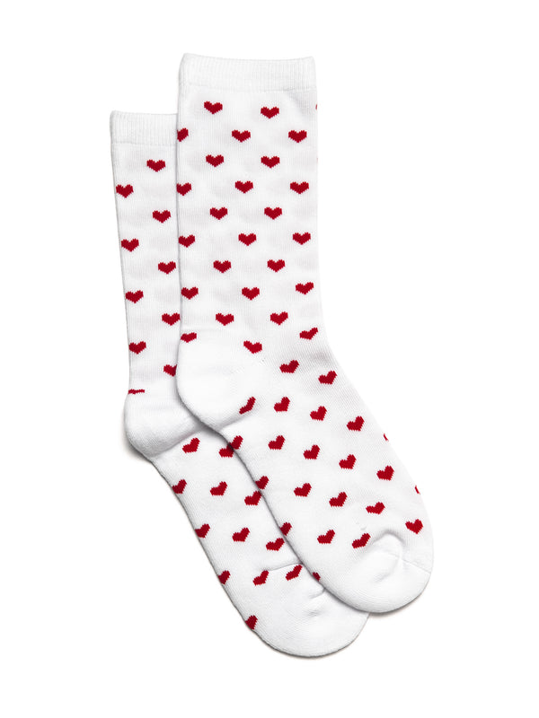 HEART PRINT SOCKS - WHITE