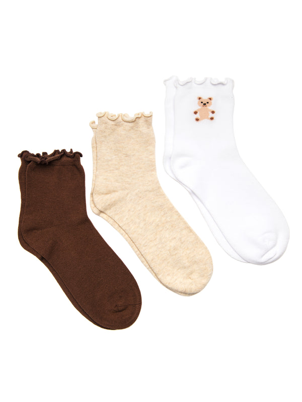3 PACK RUFFLE BEAR SOCK