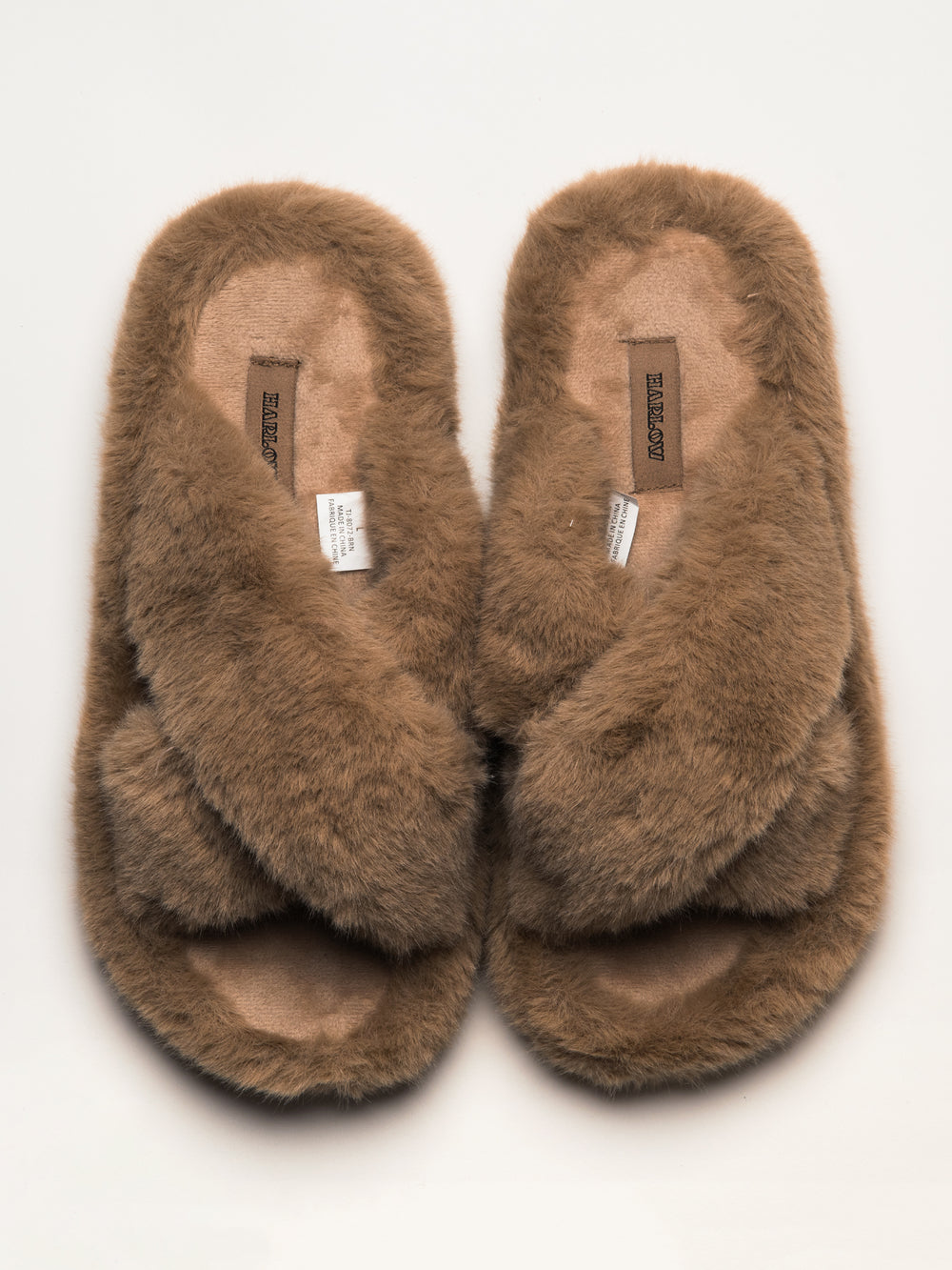 WOMENS HARLOW CROSSOVER SLIPPER - LIGHT BROWN