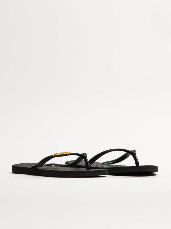 WOMENS HAVAIANAS SLIM LOGO METALLIC -BLACK