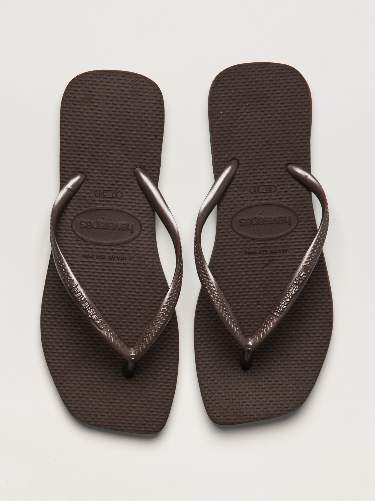 WOMENS HAVAIANAS SLIM SQUARE SANDALS - DARK BROWN
