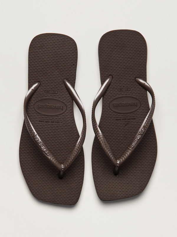 WOMENS HAVAIANAS SLIM SQUARE SANDALS - DARK BROWN
