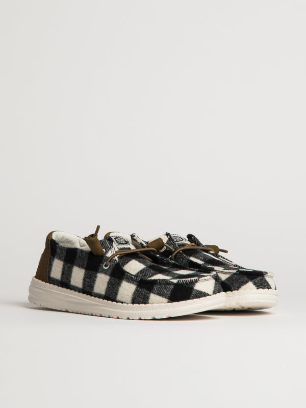 WOMENS HEYDUDE WENDY BUFFALO PLAID - WHITE/BLACK