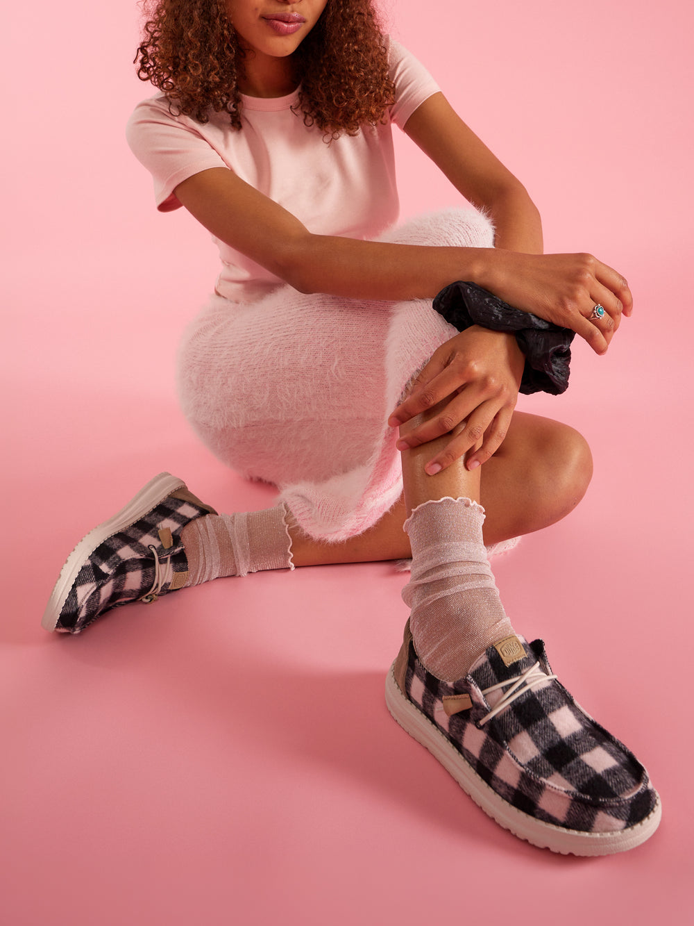 WOMENS HEYDUDE WENDY BUFFALO PLAID - BLACK/PINK