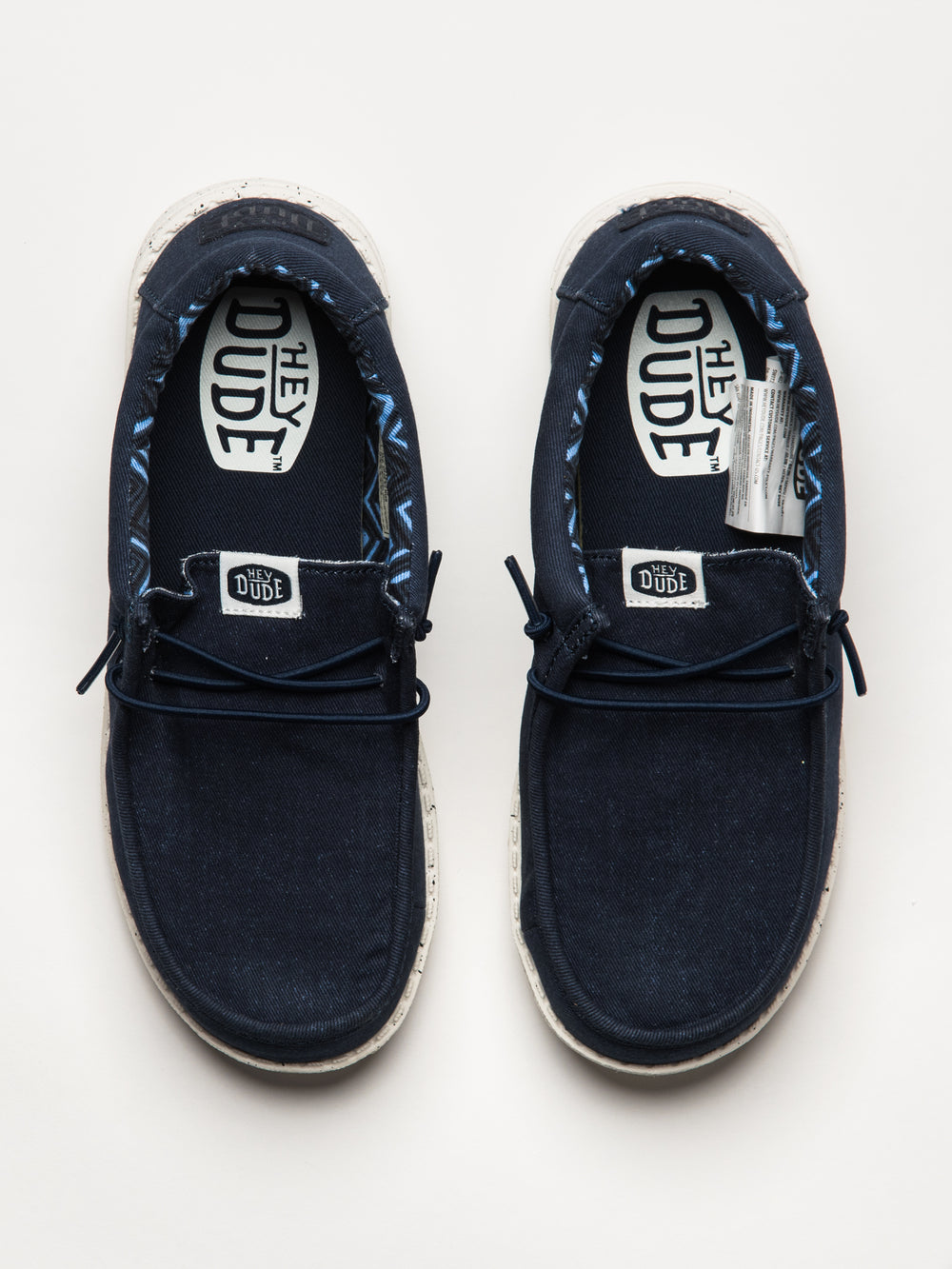 KIDS HEYDUDE WALLY YOUTH STRETCH CANVAS - NAVY