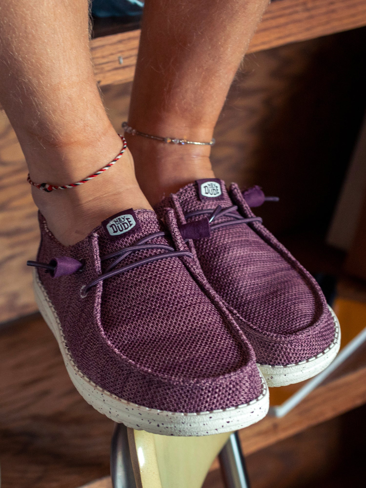 WOMENS HEYDUDE WENDY STRETCH SOX - BURGUNDY