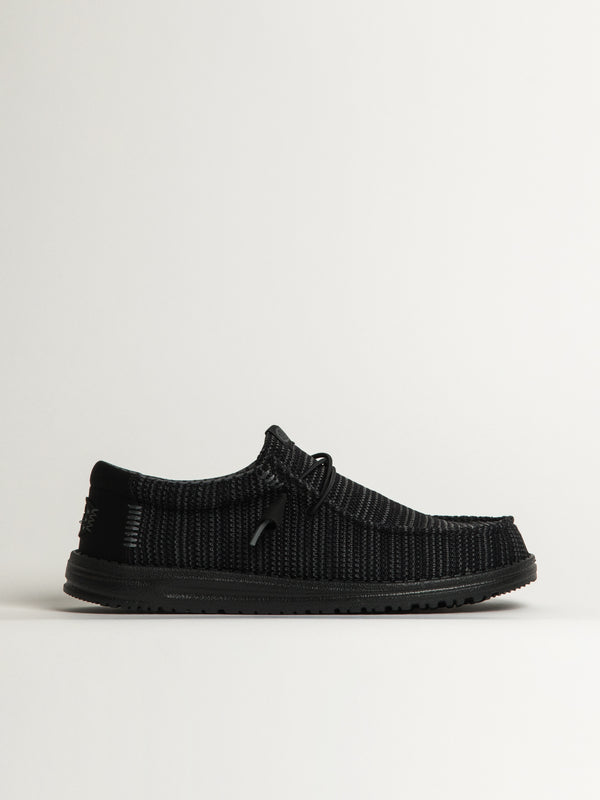 MENS HEYDUDE WALLY STRETCH SOX SLIP-ON - BLACK