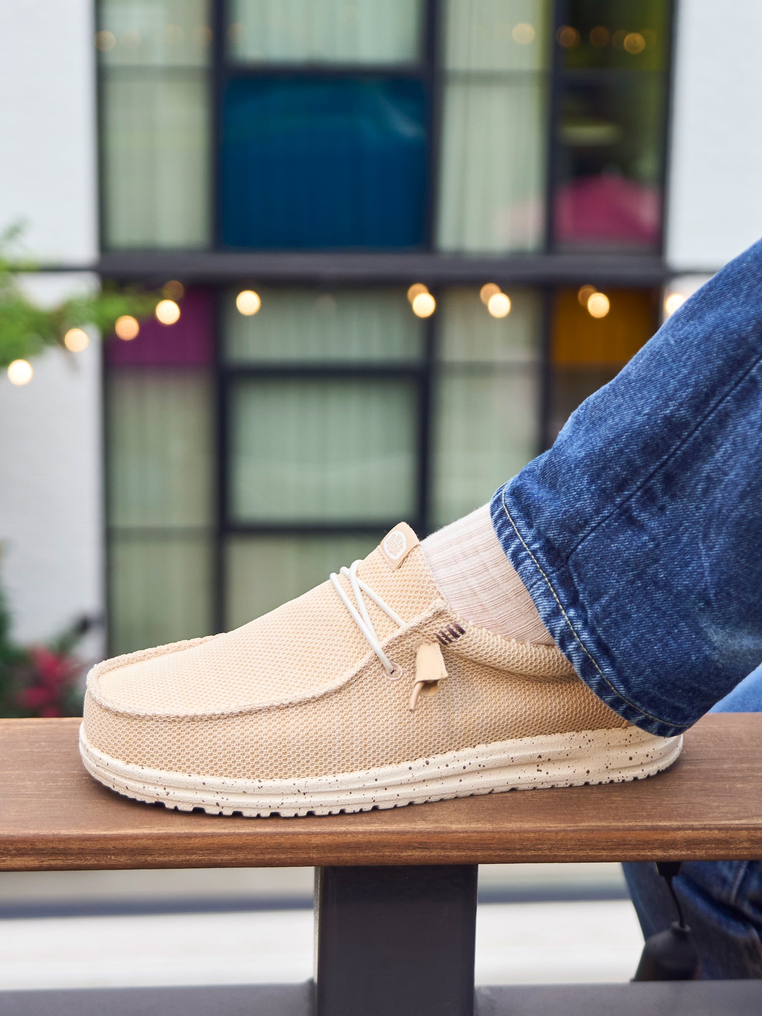 MENS HEYDUDE WALLY STRETCH SOX SLIP-ON - IRISH CREME