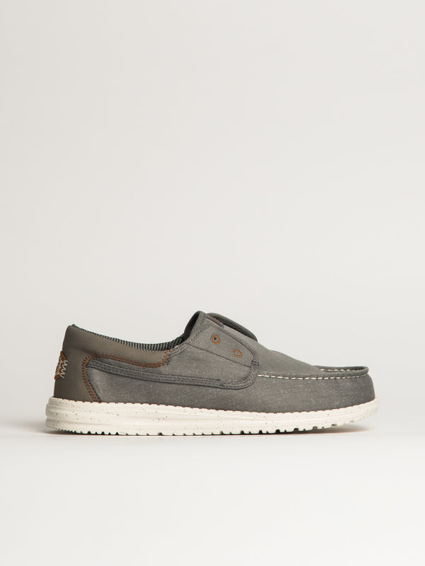 MENS HEY DUDE WALLY CRUZ STRETCH CANVAS - GREY