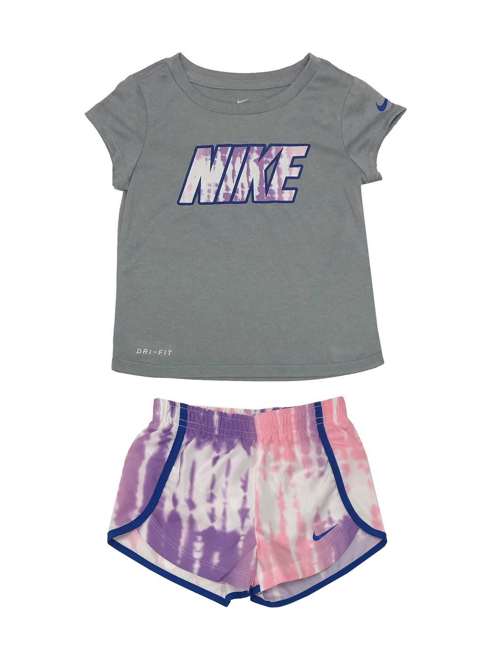 LITTLE GIRLS NIKE ALL OVER PRINT SHORTS & T-SHIRT SET - CLEARANCE