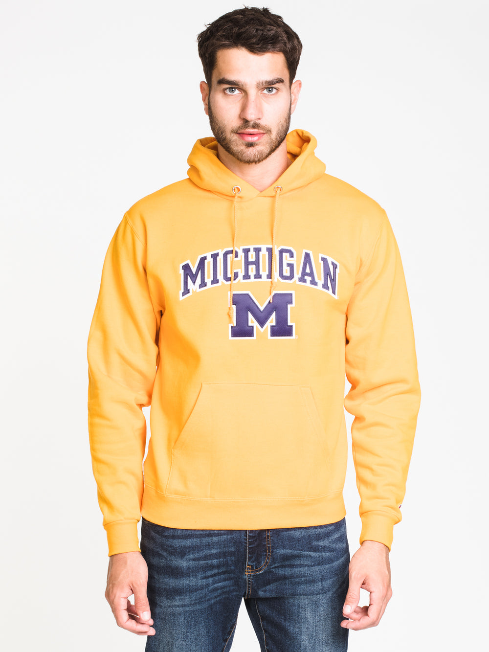 Champion University of Michigan Yellow Basic Arch Hooded Sweatshirt