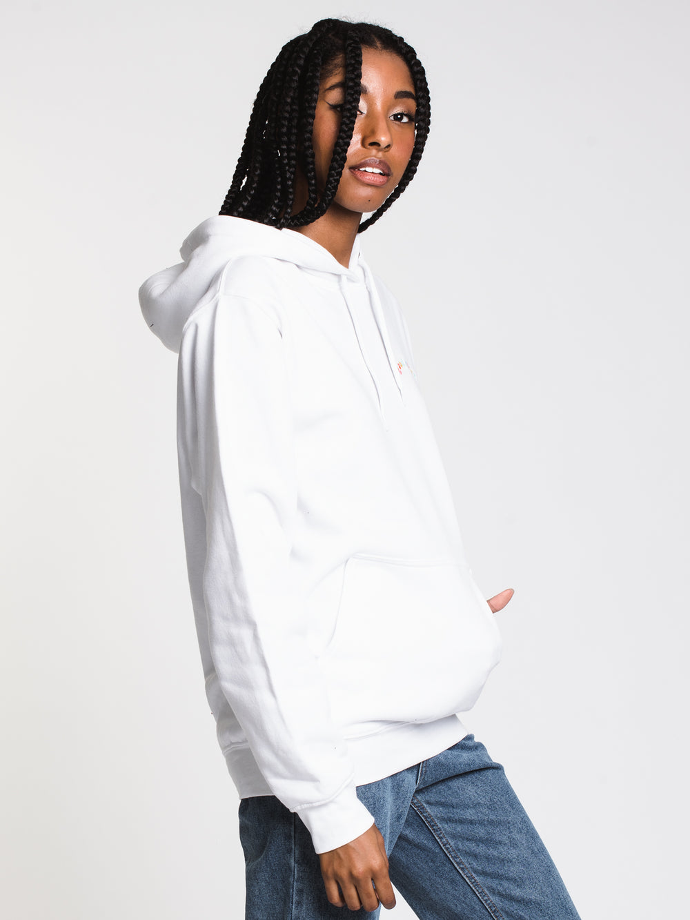 HOTLINE APPAREL UNISEX WOGOOD VIBES EMBROIDERED HOODIE - WHT - CLEARANCE