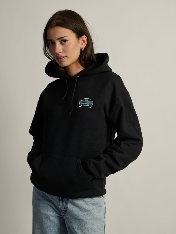 HOTLINE APPAREL MUSCLE CAR EMBOIRDERED HOODIE - BLACK