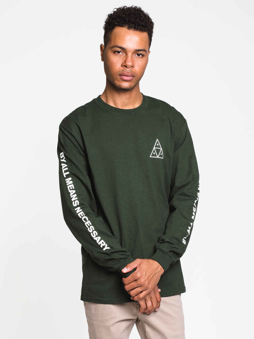 MENS ESSENTIALS TT LONG SLEEVE TEE- FOREST - CLEARANCE