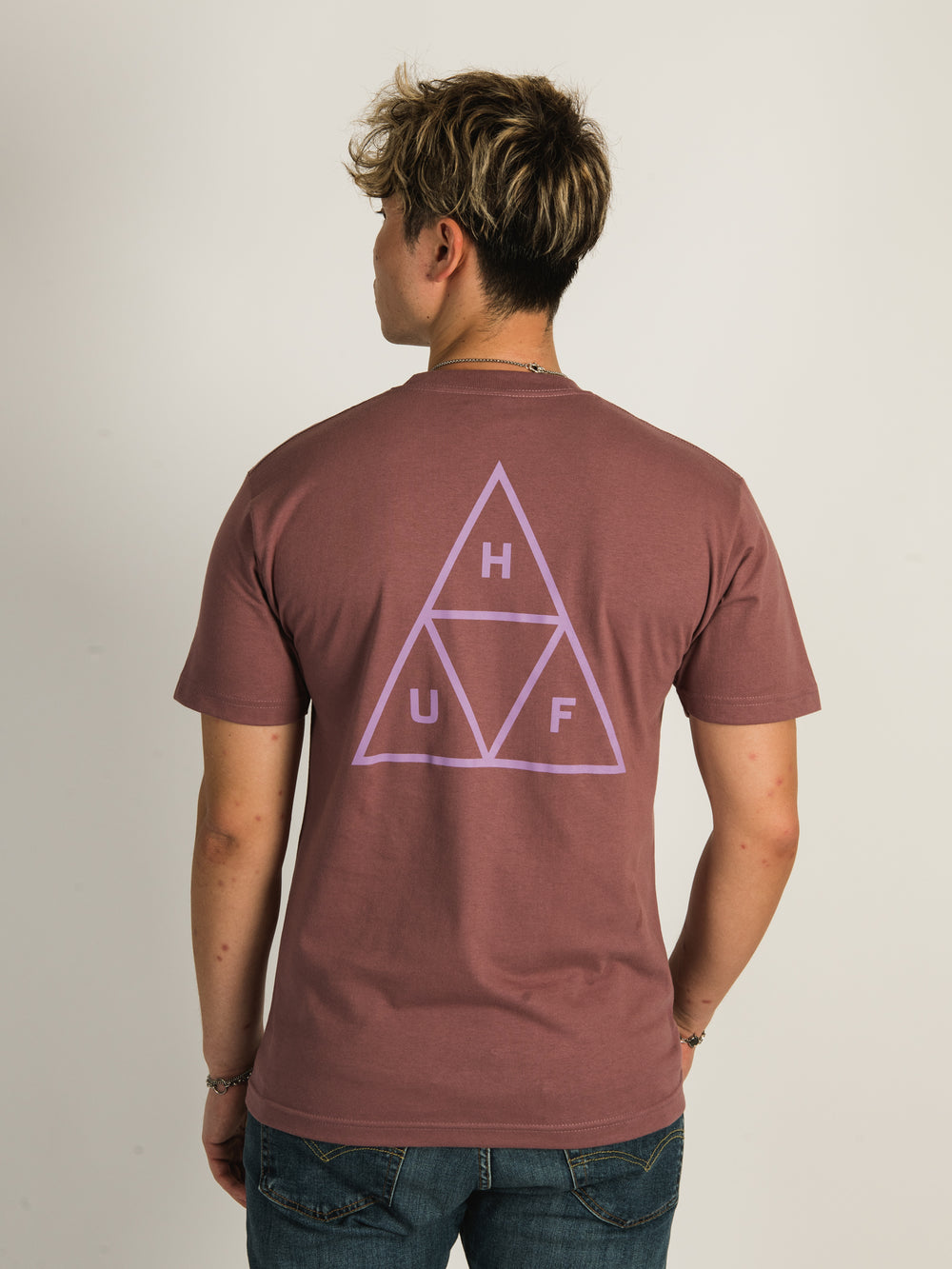 HUF Men's Essentials Triple Triangle Short Sleeve Tee / T-Shirt / Tshirt -  Athletic Grey
