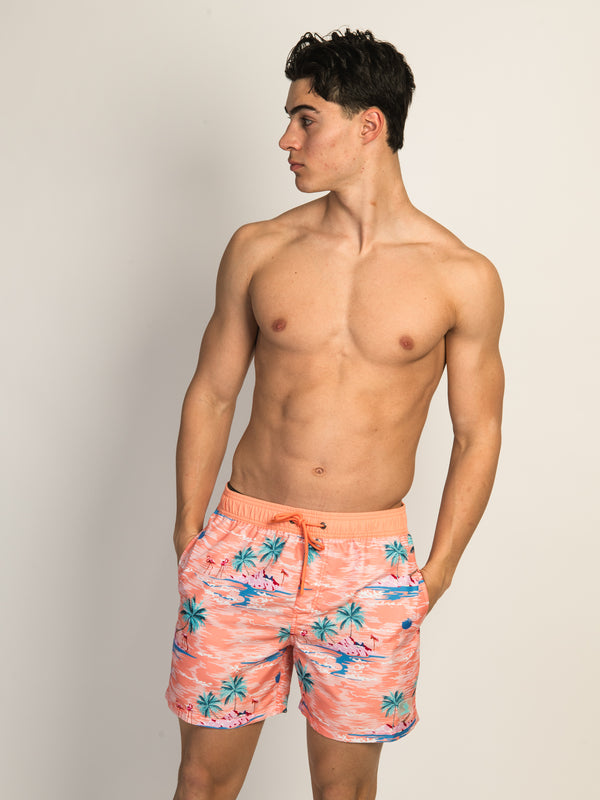 ISLAND HAZE ISLAND PALM 5IN VOLLEY SHORT - PEACH