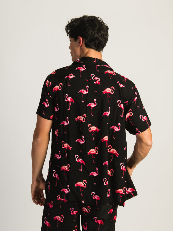 ISLAND HAZE FLAMINGO SHORT SLEEVE WOVEN