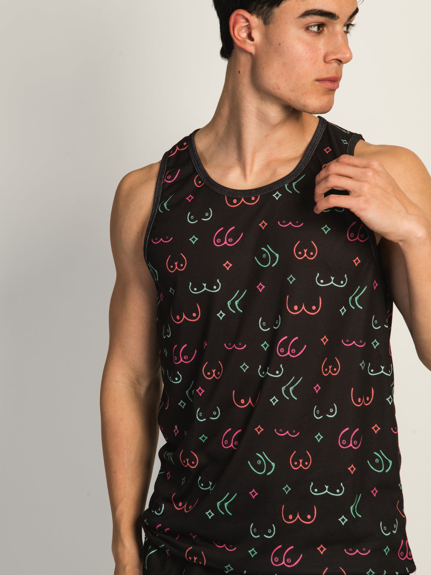ISLAND HAZE BOOBIES AOP TANK - BLACK
