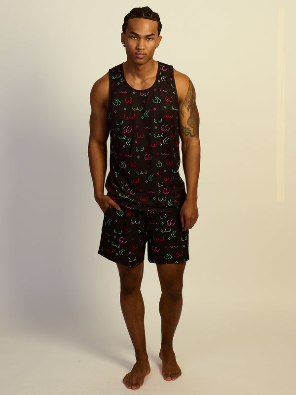 KOLBY SWIM BOOBIES TANK TOP - BLACK