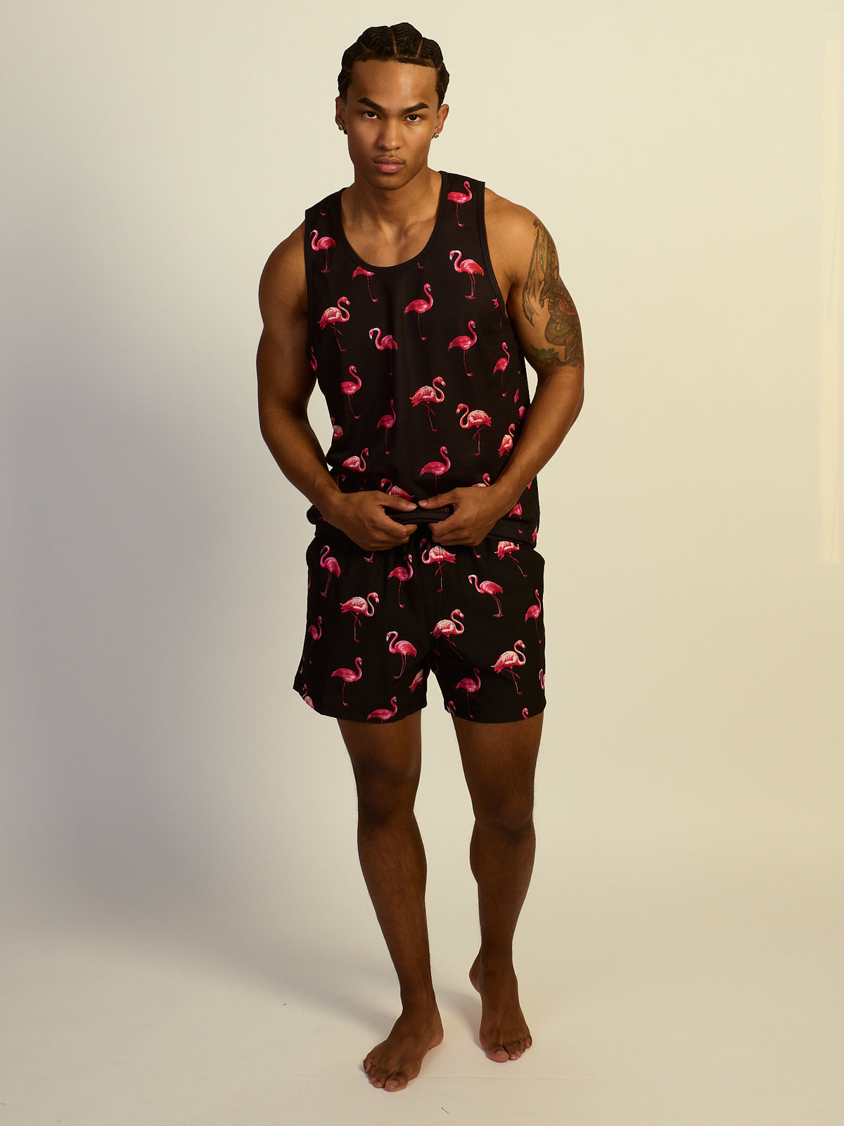 KOLBY SWIM FLAMINGO TANK TOP - BLACK
