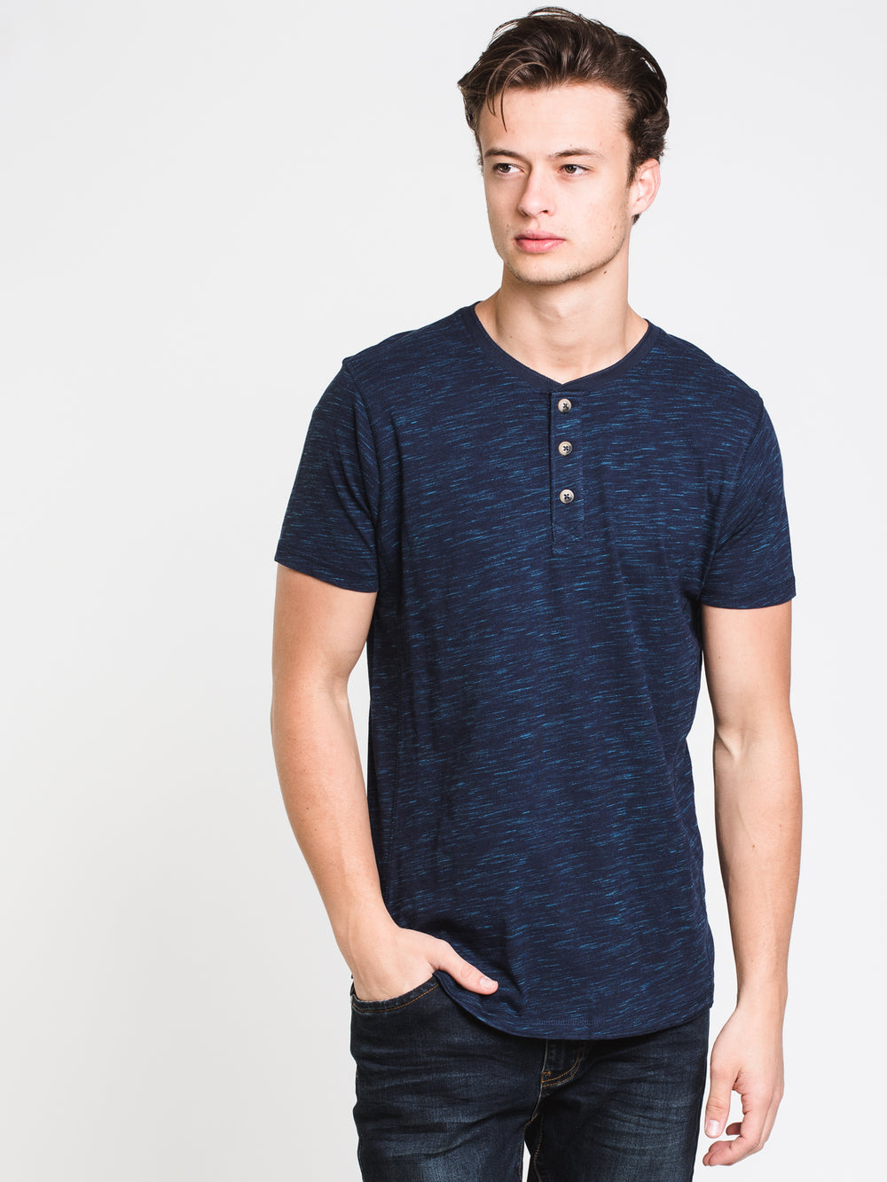 MENS HAL MELANGE HENLEY - CLEARANCE