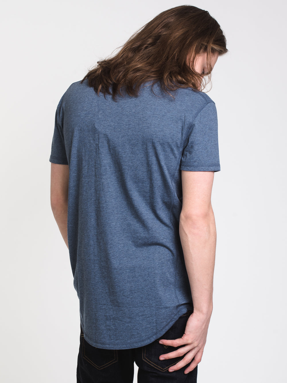 MENS LONGLINE MELANGE HENLEY - CLEARANCE