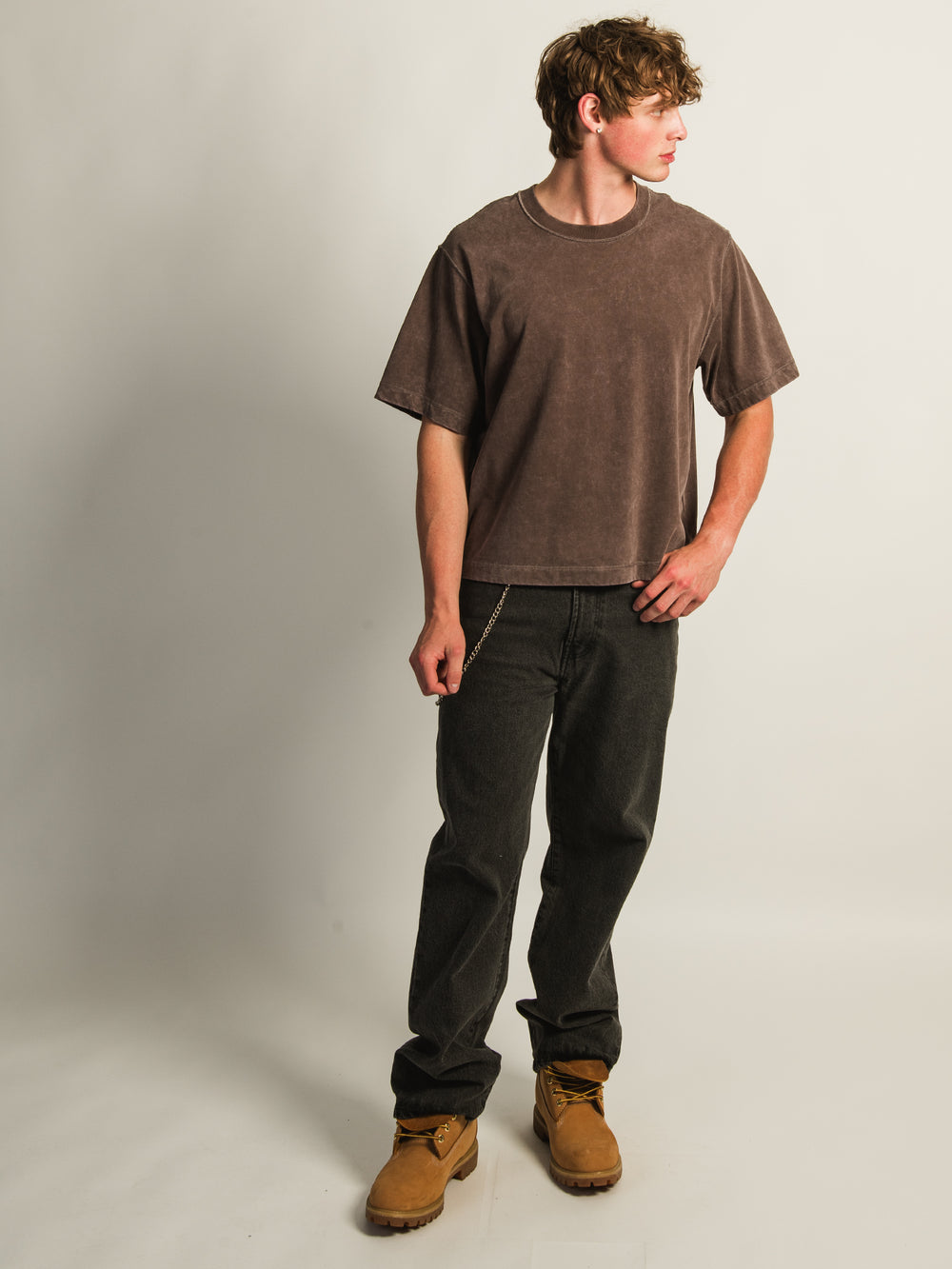 KOLBY SHORT CUT HEAVYWEIGHT TEE - BROWN