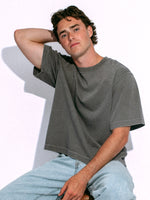 KOLBY SHORT CUT HEAVYWEIGHT TEE - CHARCOAL