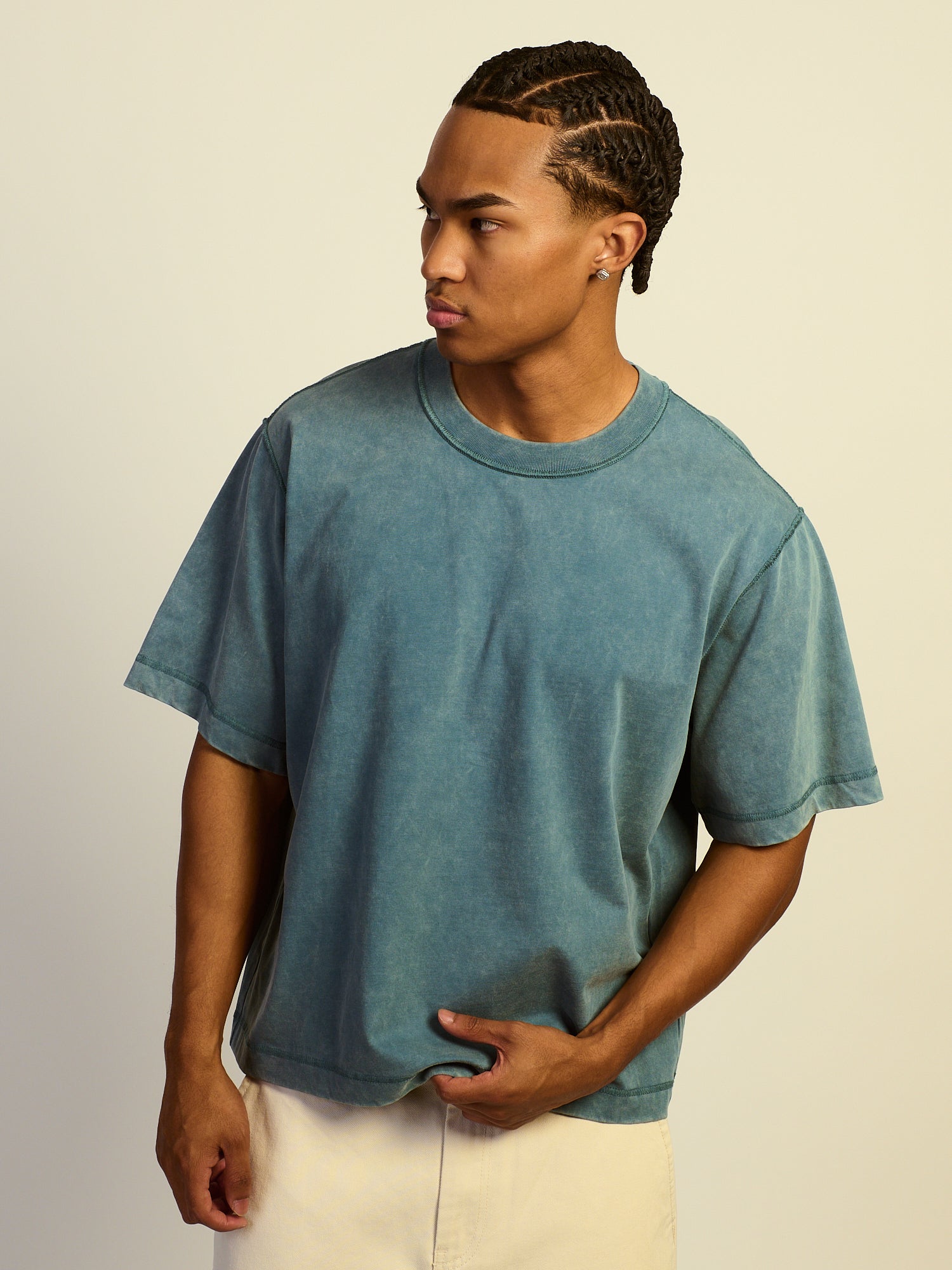 KOLBY SHORT CUT HEAVYWEIGHT TEE - DARK TEAL