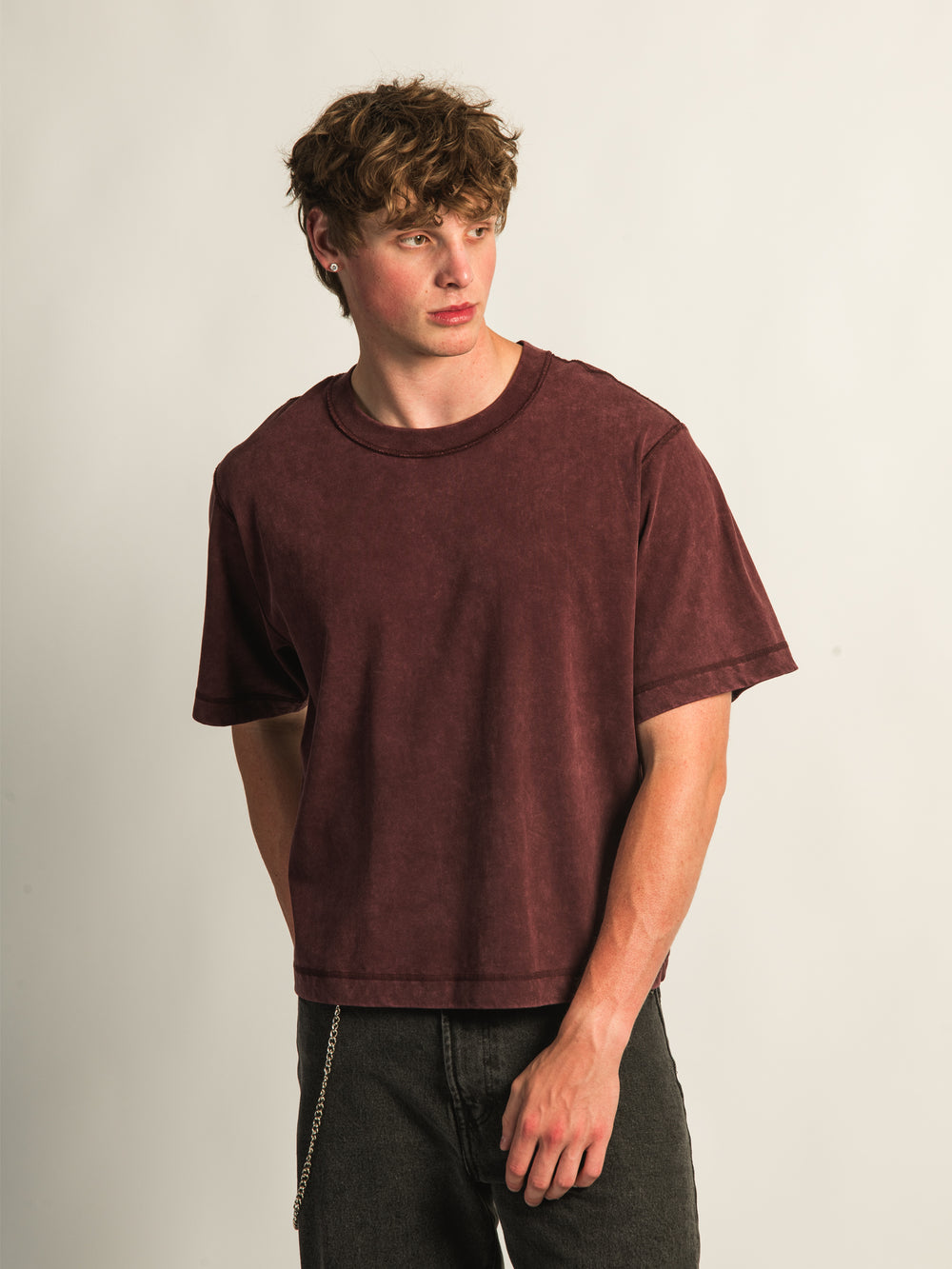 KOLBY SHORT CUT HEAVYWEIGHT TEE - PLUM