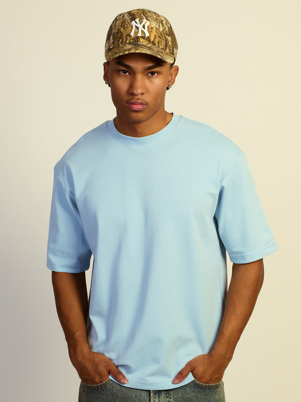 KOLBY BOXY FIT TEE - BABY BLUE