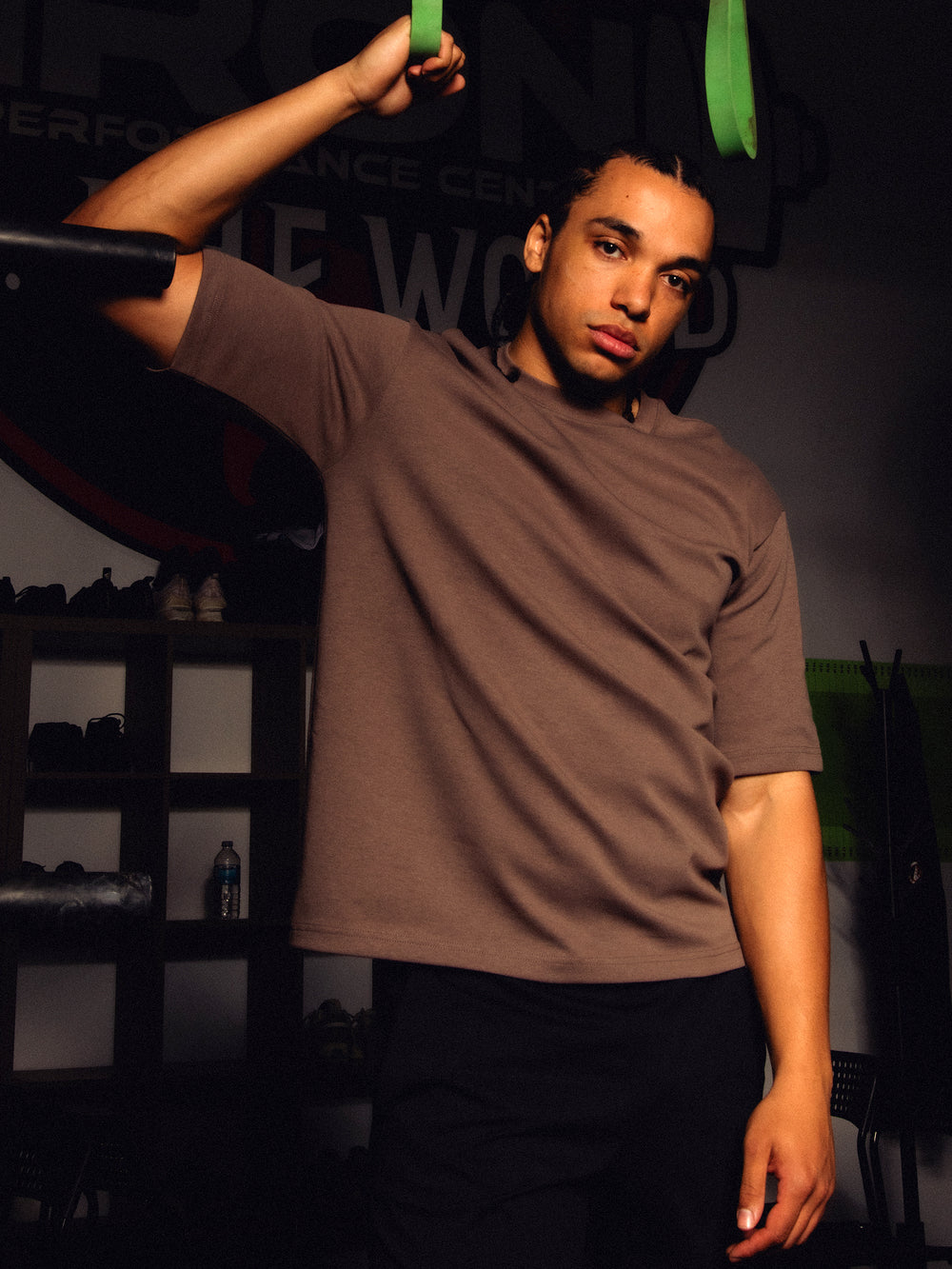 KOLBY KEEP COOL BOXY FIT TEE - BROWN