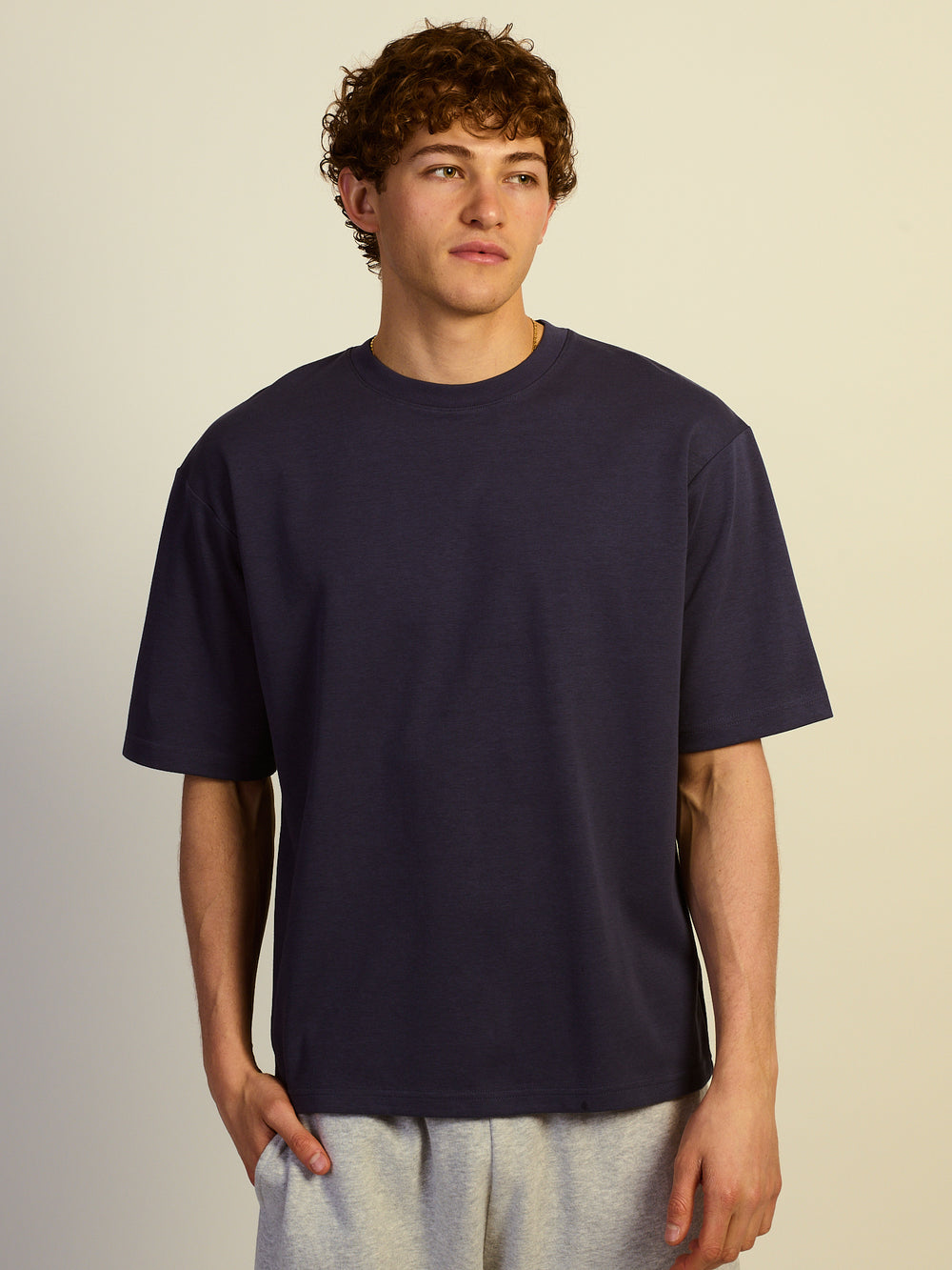 KOLBY BOXY FIT TEE - CHARCOAL NAVY