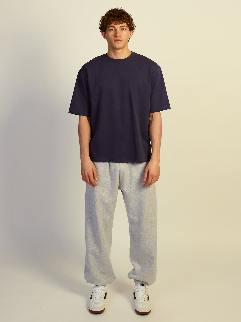 KOLBY BOXY FIT TEE - CHARCOAL NAVY