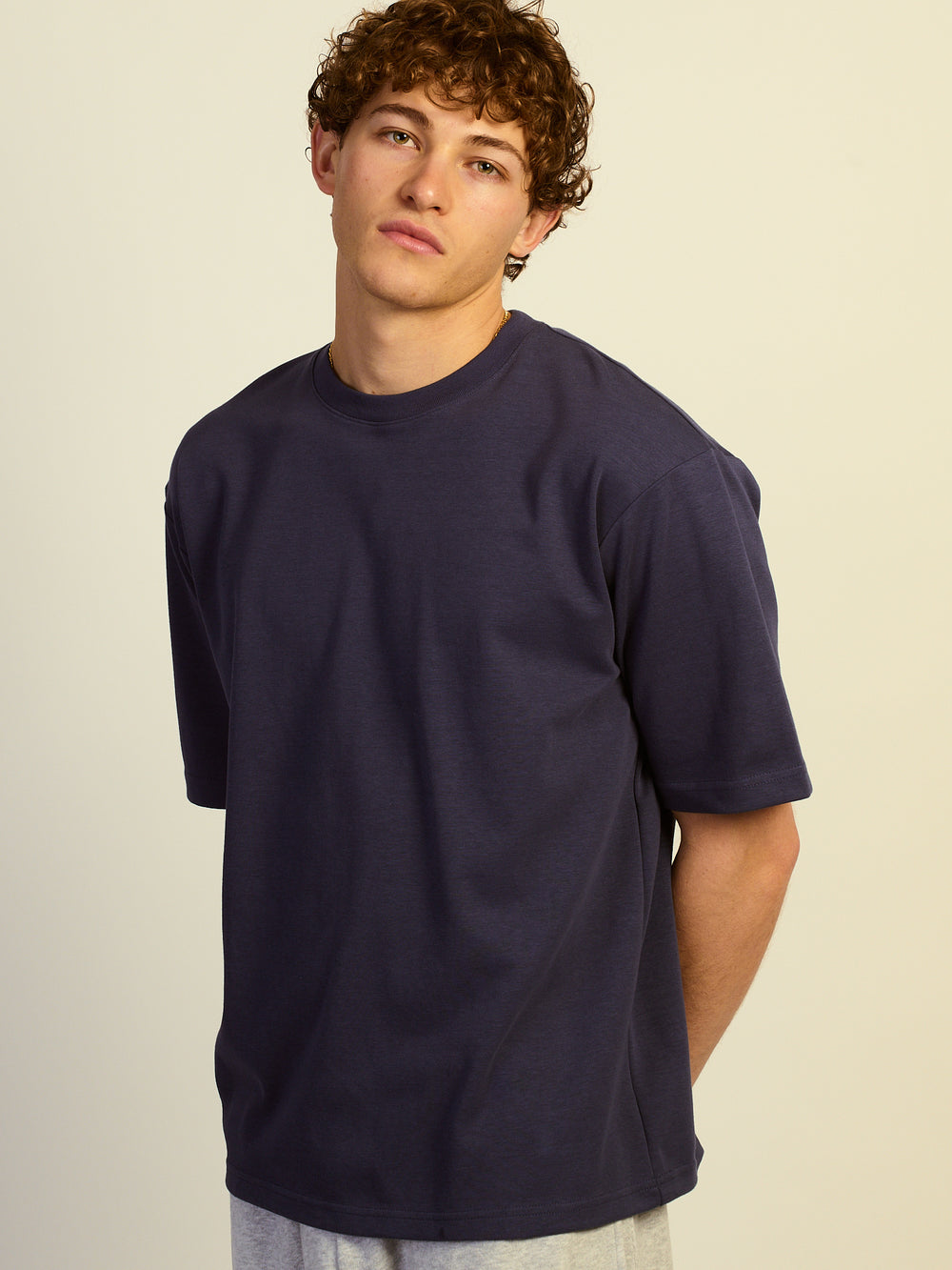 KOLBY BOXY FIT TEE - CHARCOAL NAVY