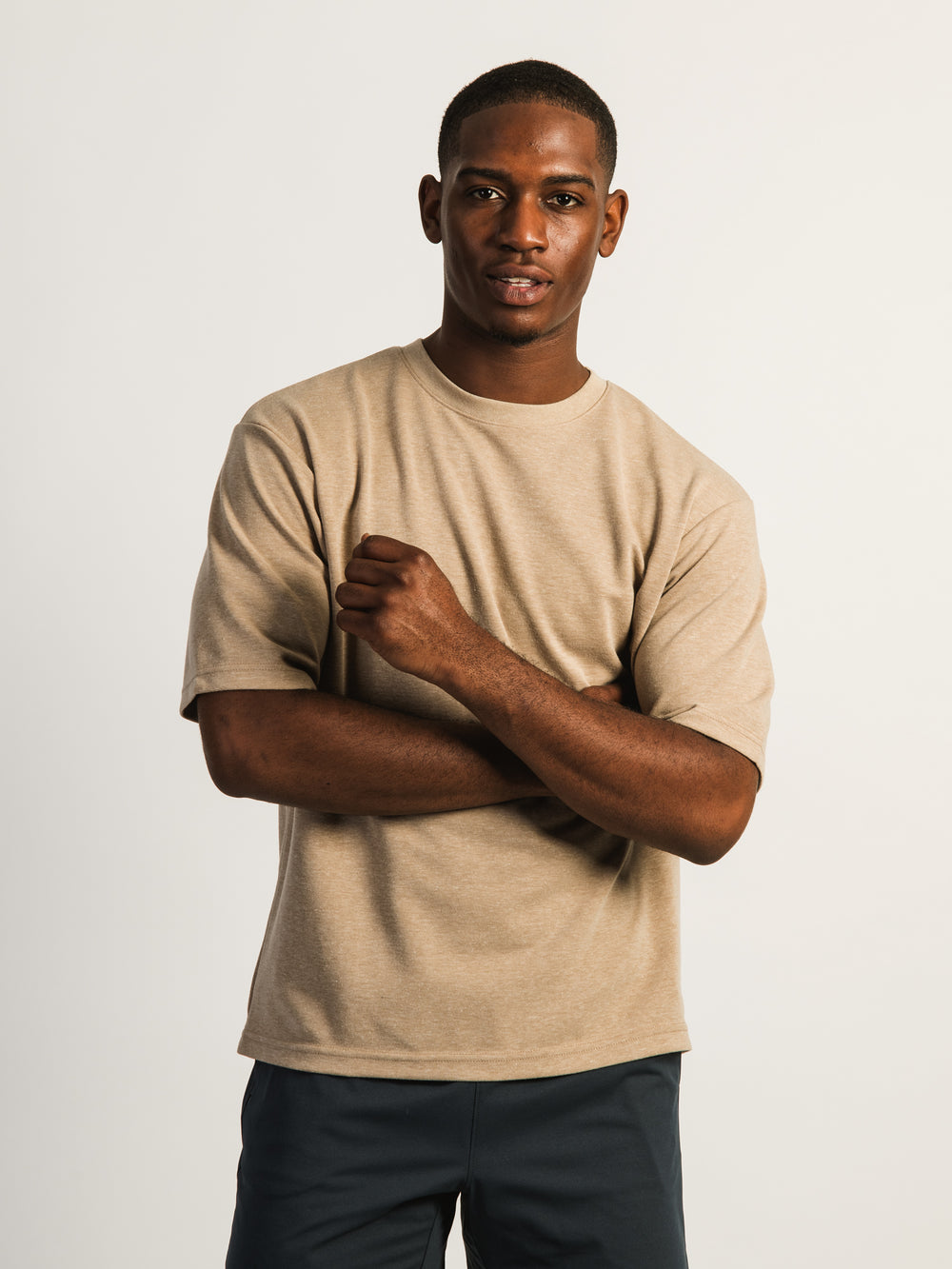 KOLBY KEEP COOL BOXY FIT TEE - HEATHER BROWN