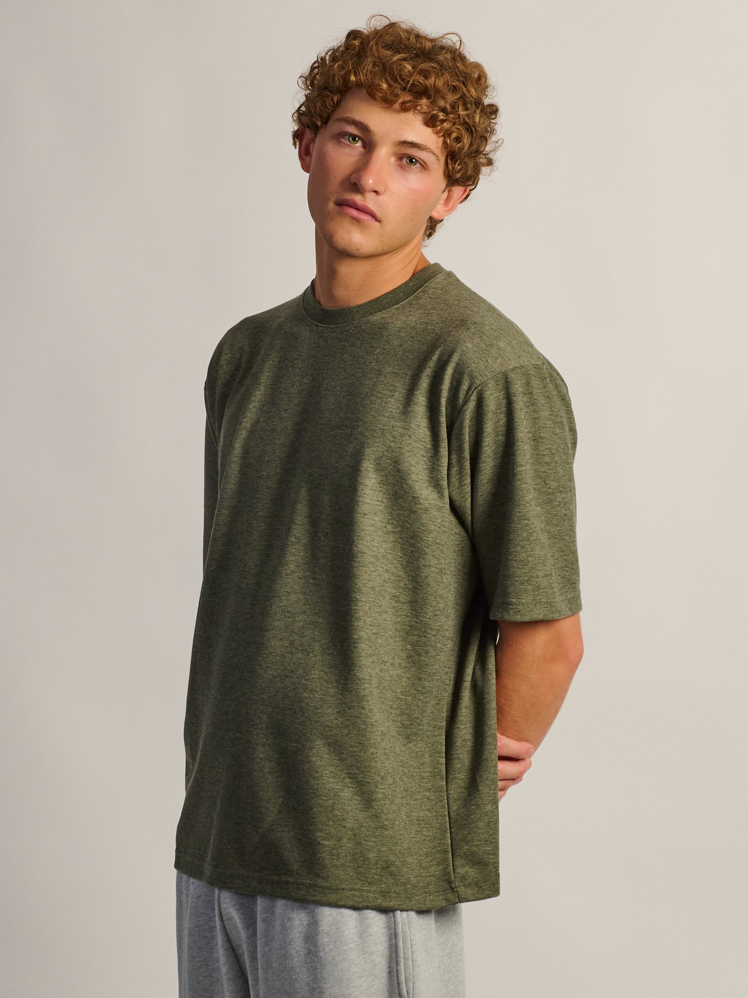 KOLBY BOXY FIT TEE - HEATHER OLIVE