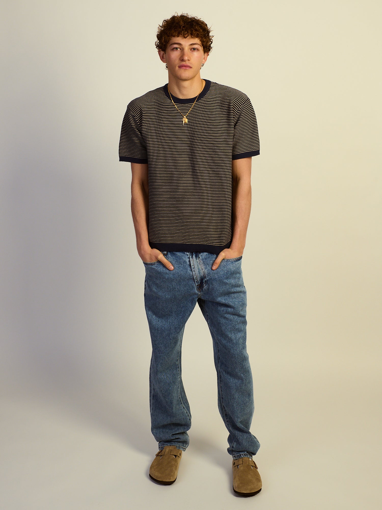 KOLBY RELAXED FIT KNIT TEE - CHARCOAL NAVY