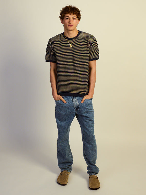 KOLBY RELAXED FIT KNIT TEE - CHARCOAL NAVY