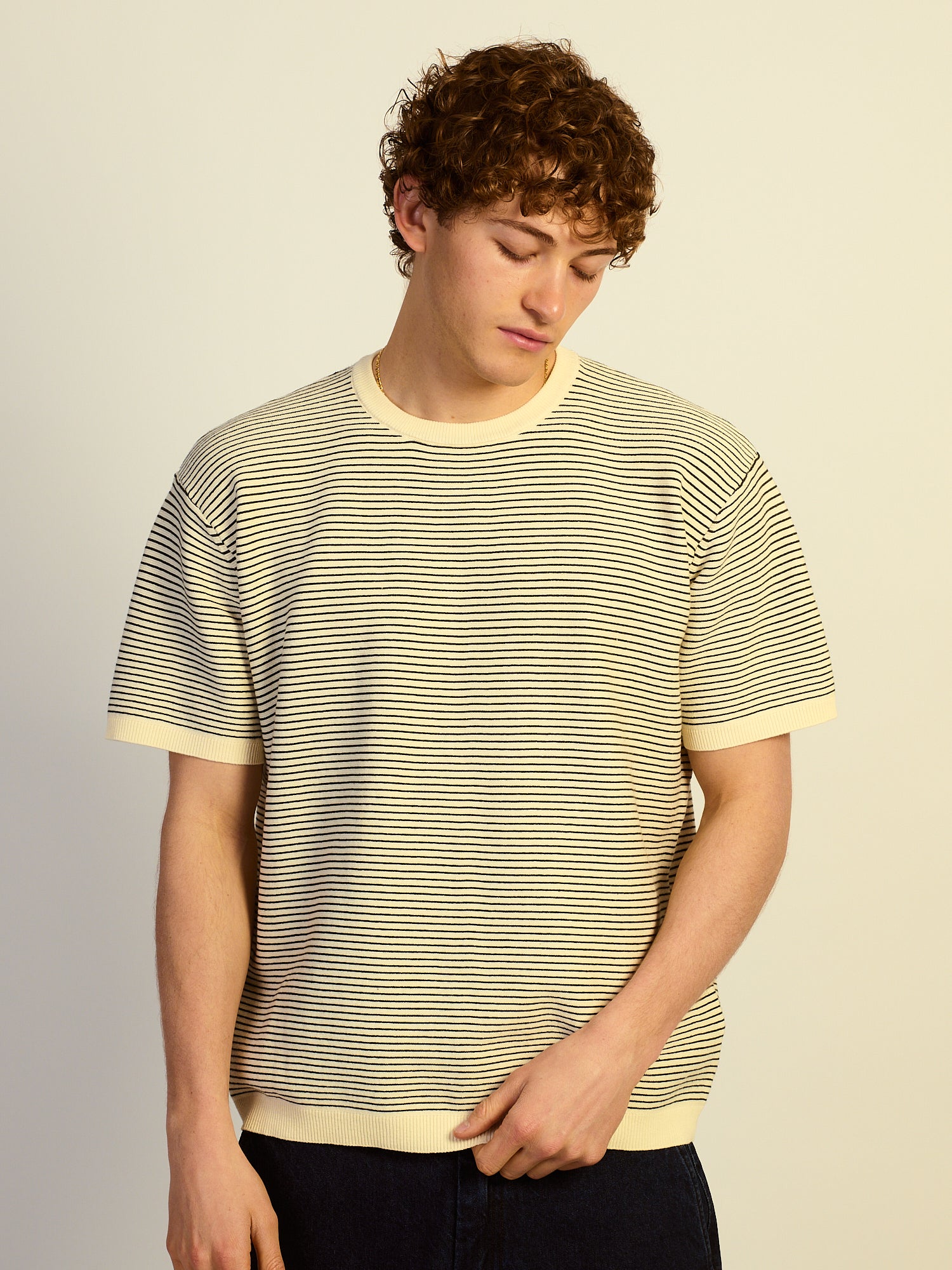 KOLBY RELAXED FIT KNIT TEE - NATURAL