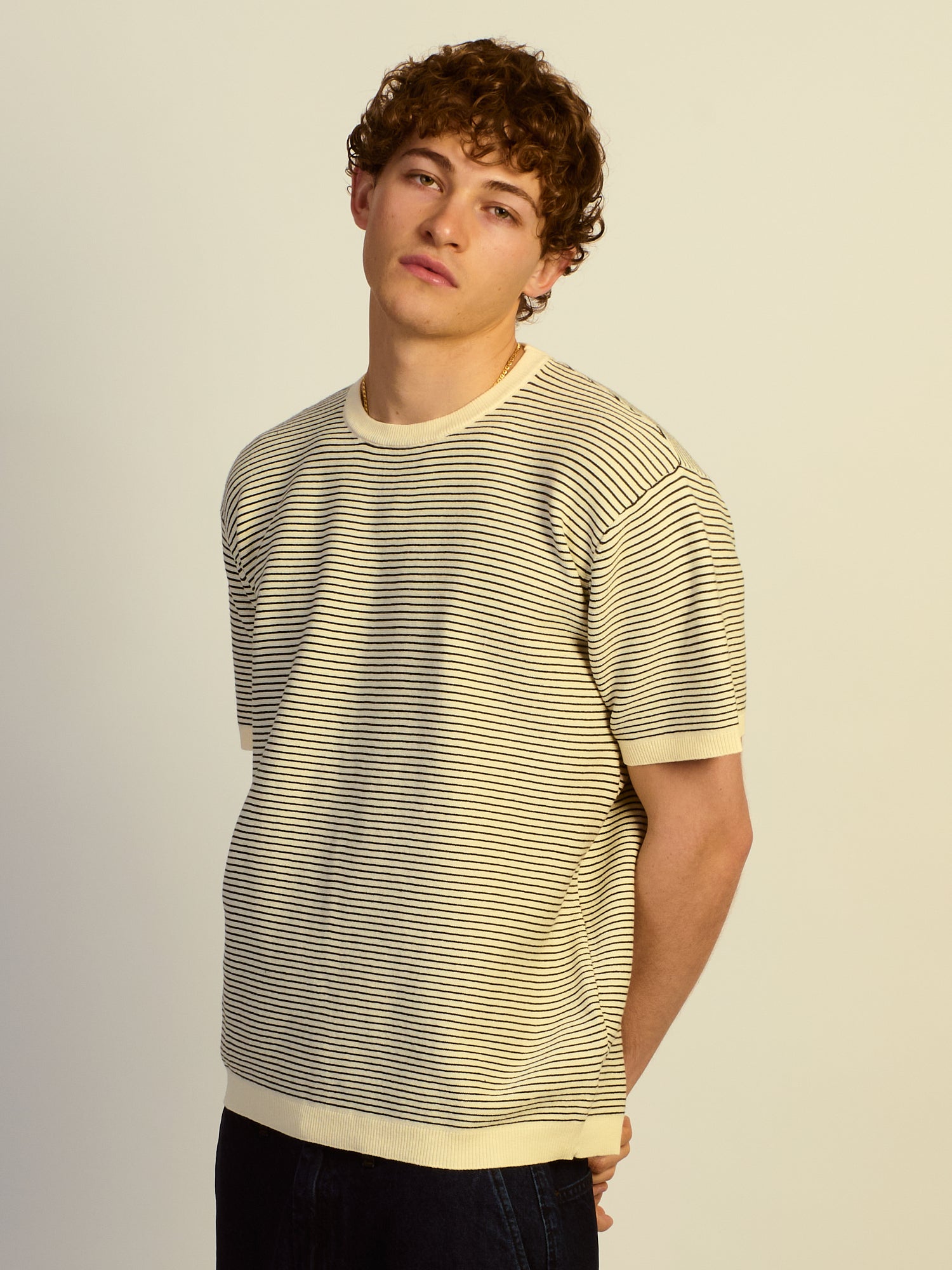 KOLBY RELAXED FIT KNIT TEE - NATURAL