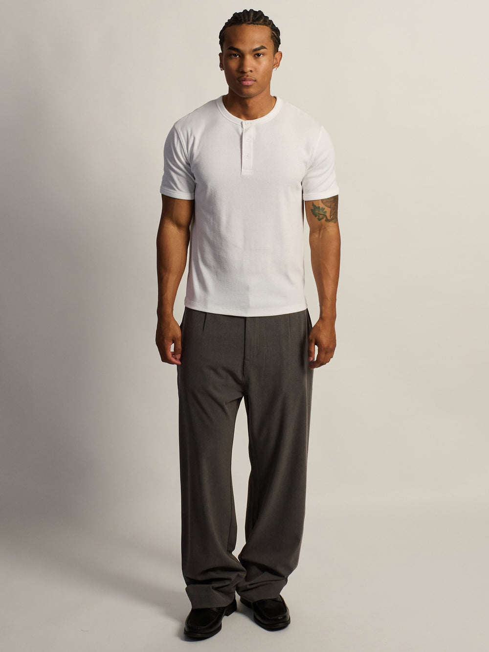 KOLBY SLIM FIT RIBBED T-SHIRT - WHITE